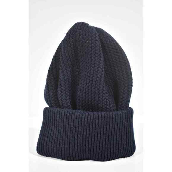 Chanel 22A Cashmere Navy Blue Silver Sequin CC Logo Beanie Winter Hat Cap Cloche - Picture 7 of 10